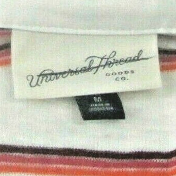 Universal Thread Goods Co. Women's Polo Shirt Size M Striped White Orange (SS88) - Picture 3 of 7
